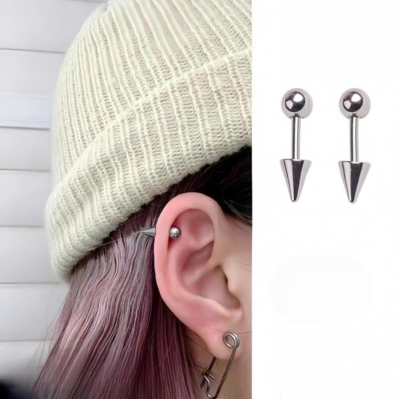 Simple Pointed Round Ball Ear Studs, Devilish Nailkets, Punk-style Rivets, Sharp Spikes, Willow Nails