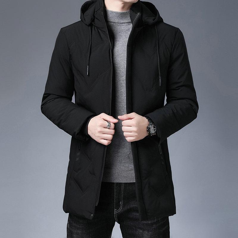 

Men In Winter Medium-length Casual Thickened Hooded Removable Middle-aged Warm Cotton Jacket for Men s Jacket for Winter Cotton Jacket L чорний