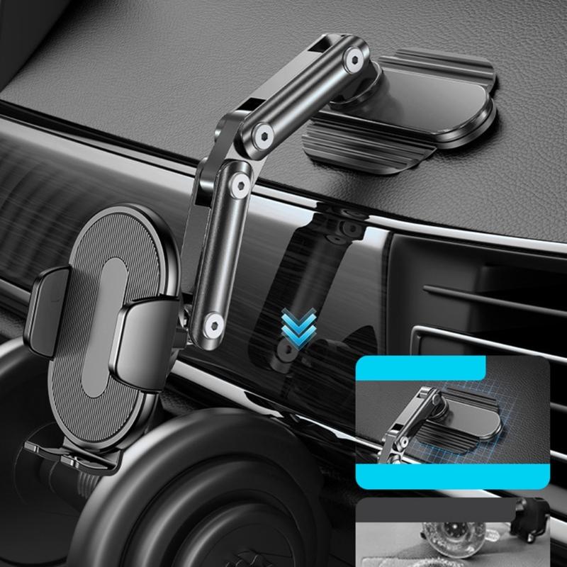Space Saving Metal Dashboard Phone Mount With Adhesive Base 360 Adjustable Rotation For Car Truck Office 4-7 Inch Phones