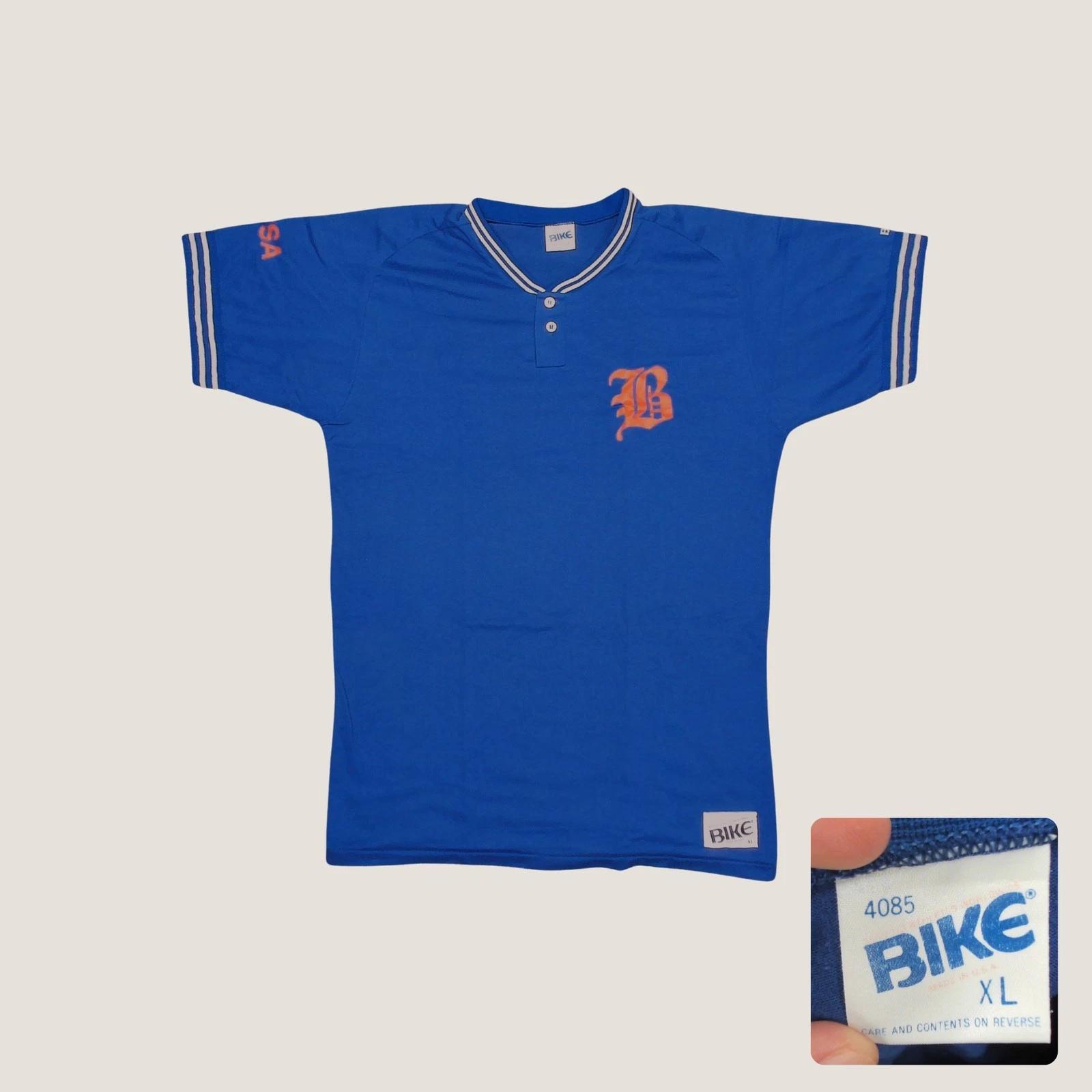 

Vintage Bike Athletic Henley Baseball Jersey Old English B BFSA Mens Large Tall 4XL