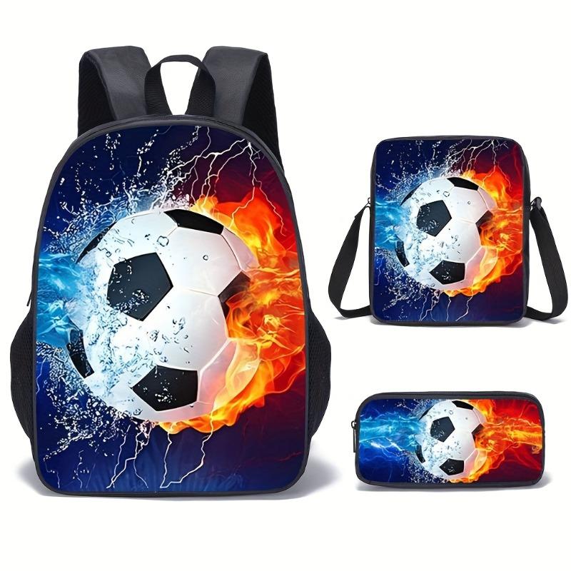3pcs Set Soccer Casual Backpack, Combination Set Bag for Teenager