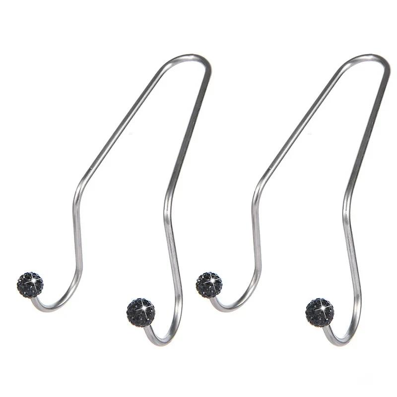 

2 шт. разных цветов, стразы, декоративный шар, дизайн спинки сиденья автомобиля, крючок из нержавеющей стали, скрытый автомобильный крючок для хранения вещей для женщин чёрный