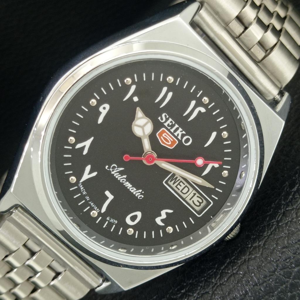 ВИНТАЖНЫЕ ОТРЕМОНТИРОВАННЫЕ МУЖСКИЕ ЧАСЫ SEIKO 5 AUTOMATIC 6309A ЯПОНИЯ ЧЕРНЫЕ a442596-1