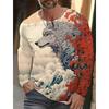 Fashion Men's Crew Neck Long Sleeve 3D Color Printing Summer Casual Long Sleeve Crew Neck T-Shirt