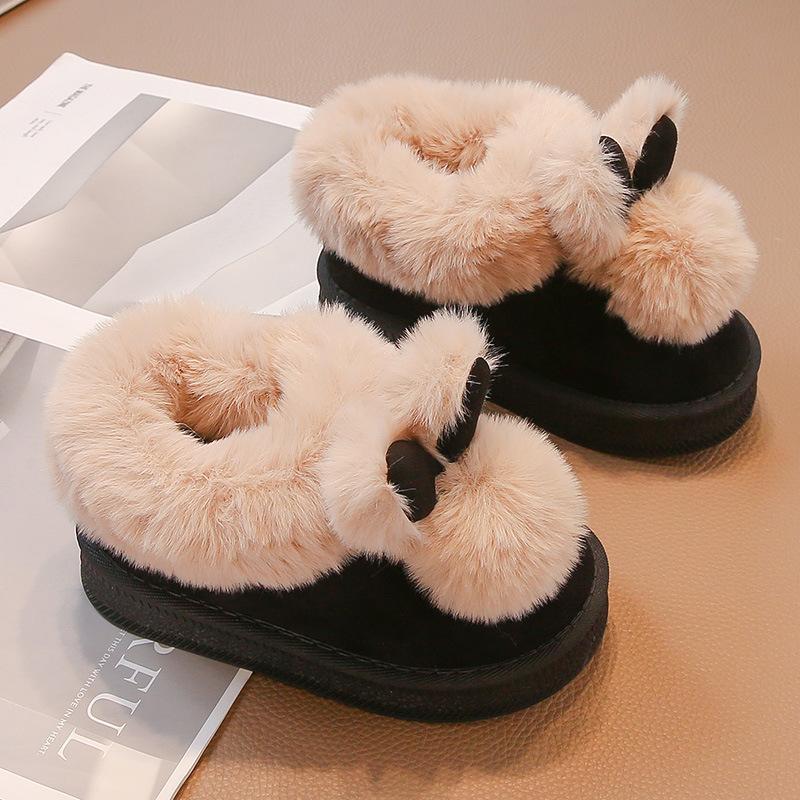 Girls snow boots large cotton warm children's cotton shoes 2025 new winter piled thickened cotton boots girls fluffy shoes