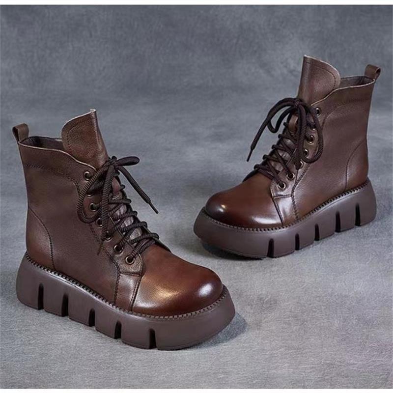 

Soft leather thick-soled Martin boots women s thin boots new autumn and winter short boots retro versatile knight boots 39