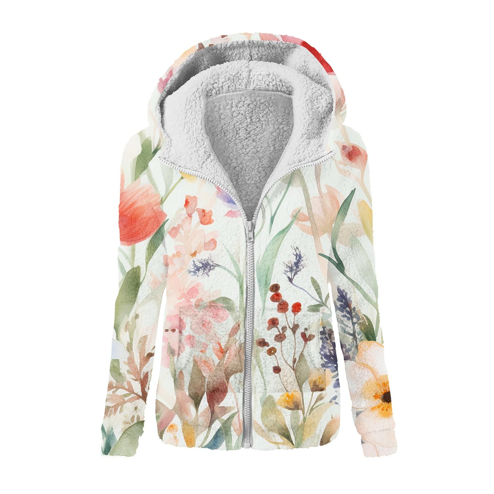 

Жіночий модний світшот з принтом, вільна плюшева куртка на блискавці з капюшоном XL кавун червоний колір