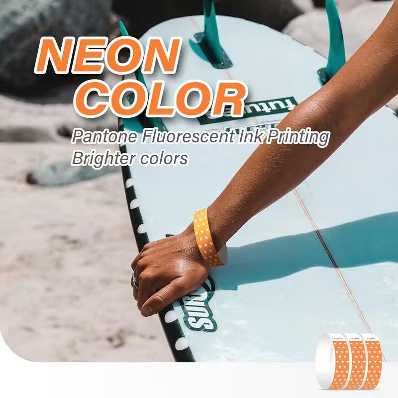 50/100Pcs Neon Star Paper Wristbands Tear-Proof Disposable Event Bracelets For Concerts, Festivals, Parties, Holidays