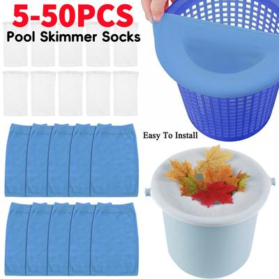 5-50Pcs Pool Skimmer Socks Swimming Pool Filter Socks Basket Skimmer Elastic Nylon Mesh Pool Filter For Storaging Debris Leaves