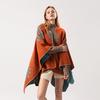 Women's Autumn Winter Extended Fashionable Scarf Shawl Dual-use Travel Warm Double-sided Imitation Cashmere Flower Cape