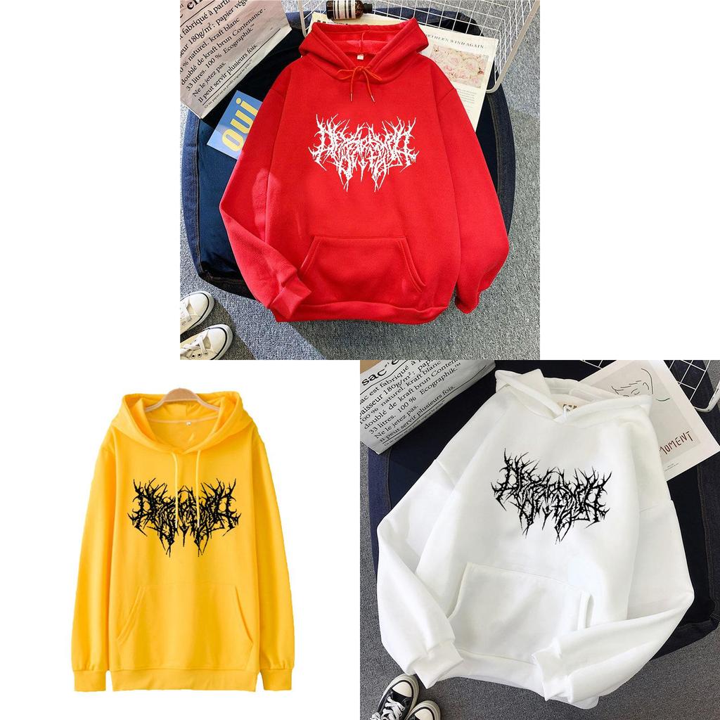 Gothic Style Hooded Sweatshirt For Women With Print Graphic Streetwear Winter Fashion
