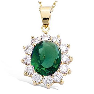 [P1945] – Smaragdgrüner, vergoldeter „Victorina“-Anhänger – 20 x 18 mm …