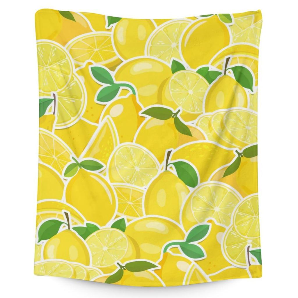 Lemon Series Printed Blanket Single Layer Fleece Blanket Quilt, Home Sofa Blanket Lunch Break Air Conditioning Blanket Cover