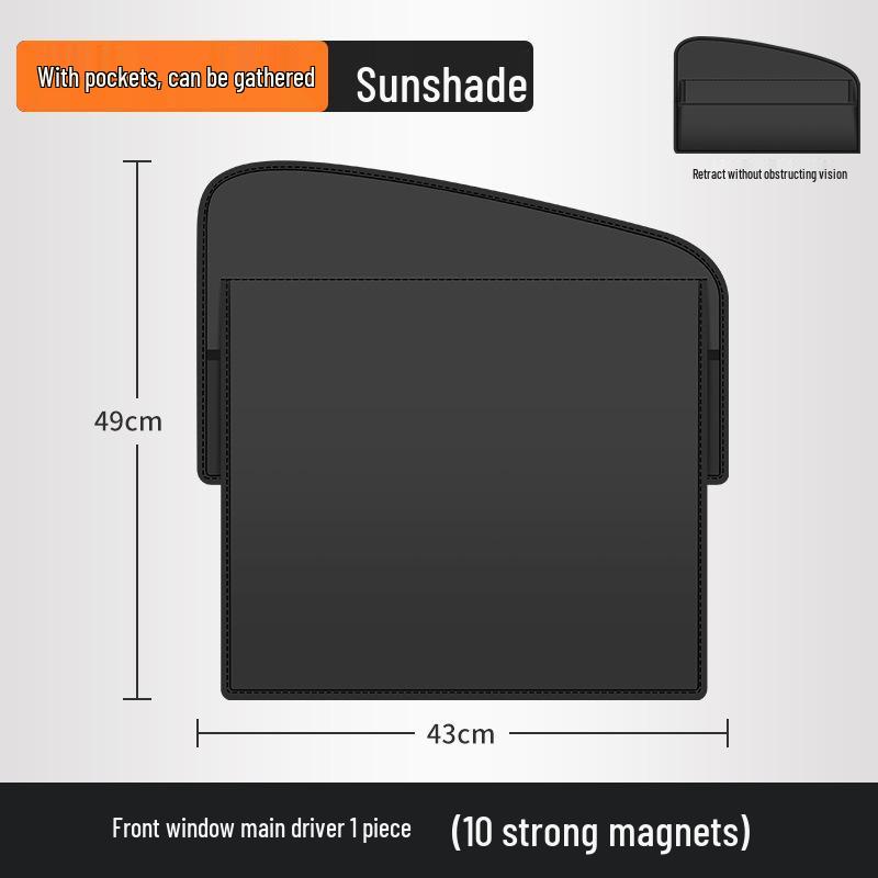 Magnetic Double-Layer Car Sun Shade and Storage Curtain - Foldable Window Protection, Heat Insulation, and Sun Protection for Summer