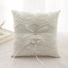 Romantics White Wedding Rings Pillow Lovely Bowknot Pattern Pillow European Styles for Wedding Parties