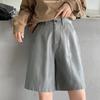 Shorts Damen, hohe Taille, weites Bein, kurze Hose, lockere, lässige, gerade Lederhose