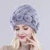 Hot Sell Women Winter Knitted Real Rex Rabbit Fur Hat Fluffy Natural Rex Rabbit Fur Cap Lady Good Elastic Genuine Fur Hats