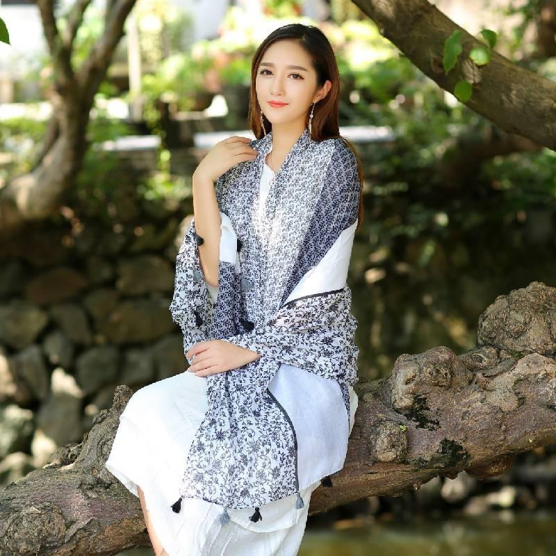 Ethnic Style Shawl For Women Lightweight Summer Scarf With Print Design For Travel And Beach