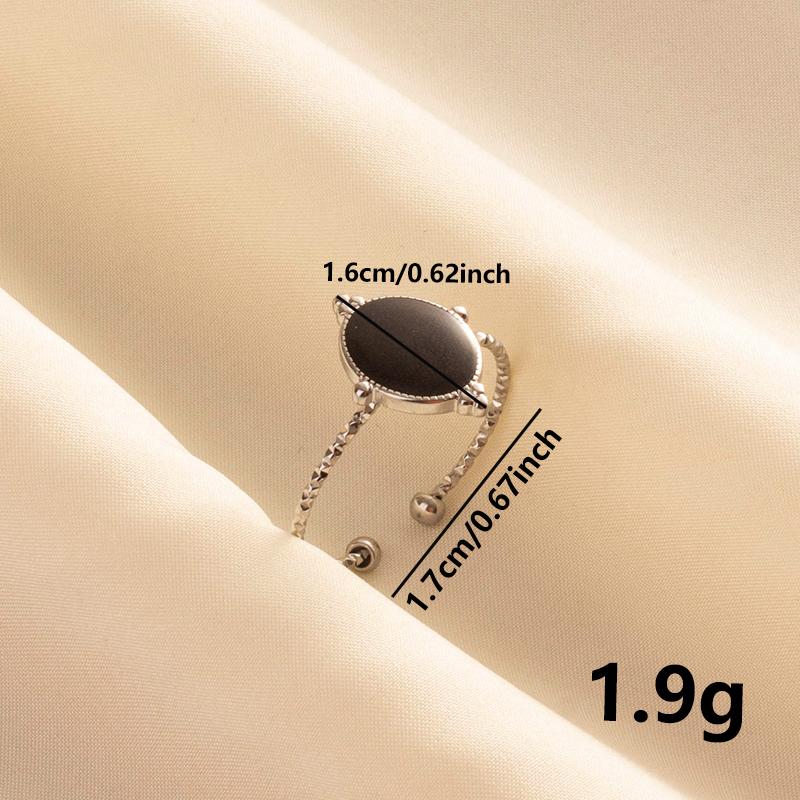 Punk Silver Color Black Enamel Sun Moon Star Eye Rings For Women Men Accessories Stainless Steel Ring Open Finger Jewelry Bagues