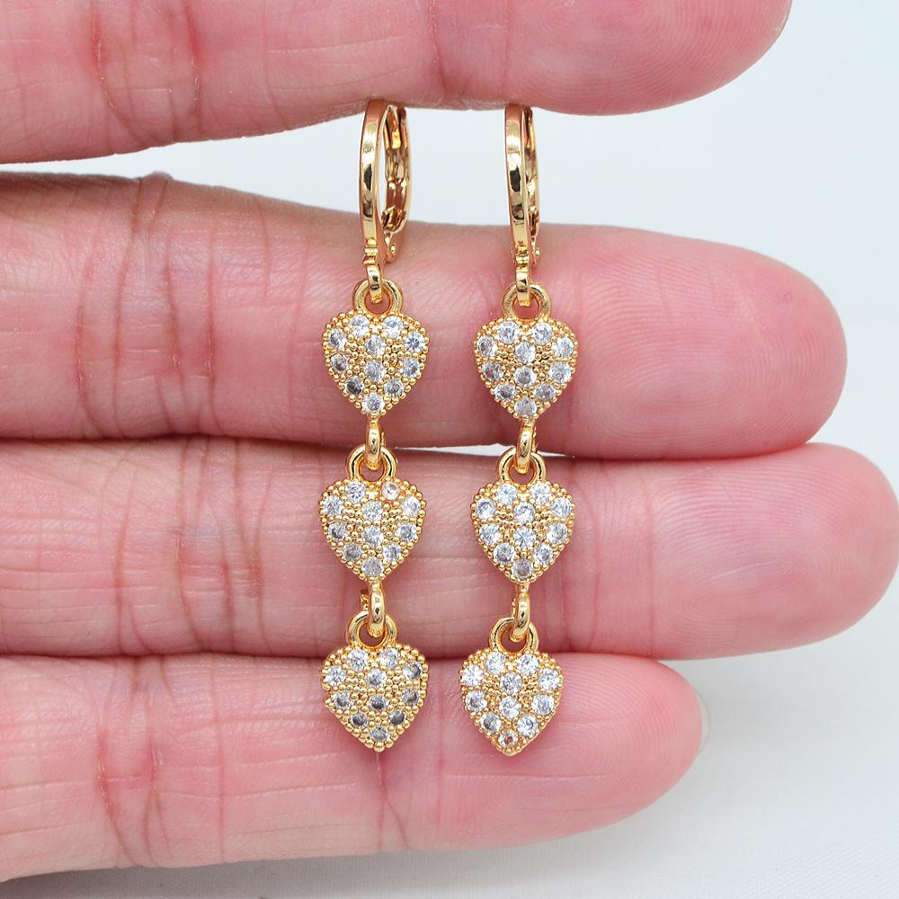 

Женская мода Черный цирконий CZ Любовь Сердца Серьги-капли Ювелирные изделия белый