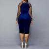 New Sequin Gold Velvet Mesh Splicing Plus Size Women's Bodycon Dress