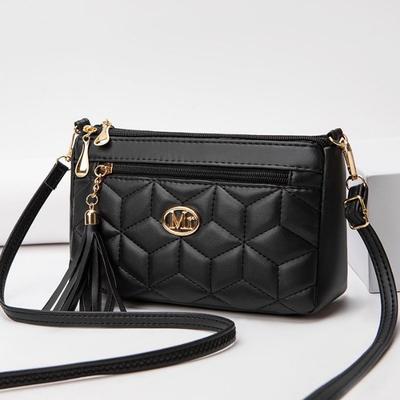 PU Crossbody Bags Duplo Zíper 2024 Nova Moda Bolsa de Ombro para Mulheres Grande Capacidade Bolsas de Borla