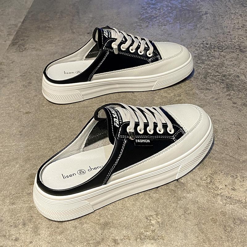 

Баотоу полутапочки женские летние новые уличные без каблука сетчатые ленивые на один педаль повседневные универсальные женские туфли 40 чёрный