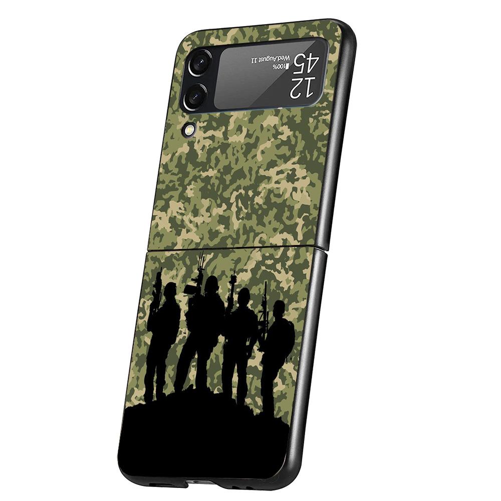 Camouflage Military Cover Phone Case For Samsung Galaxy Z Flip 7 6 5 4 3 5G Flip7 Flip6 Flip5 Flip4 Flip3 Black Fundas Shell Gal