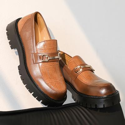 Fashion New Retro Platform Loafers Shoes Luxury Men Thick-soled Wedding Shoes Black Formal Business Shoes Slip-on Casual Leather Shoes