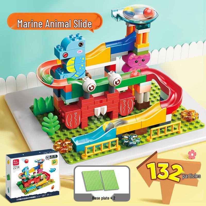 

Feile Детские строительные блоки с крупными деталями и электрической вращающейся горкой - Интерактивная головоломка, развивающая игрушка для детей 3-4 лет.