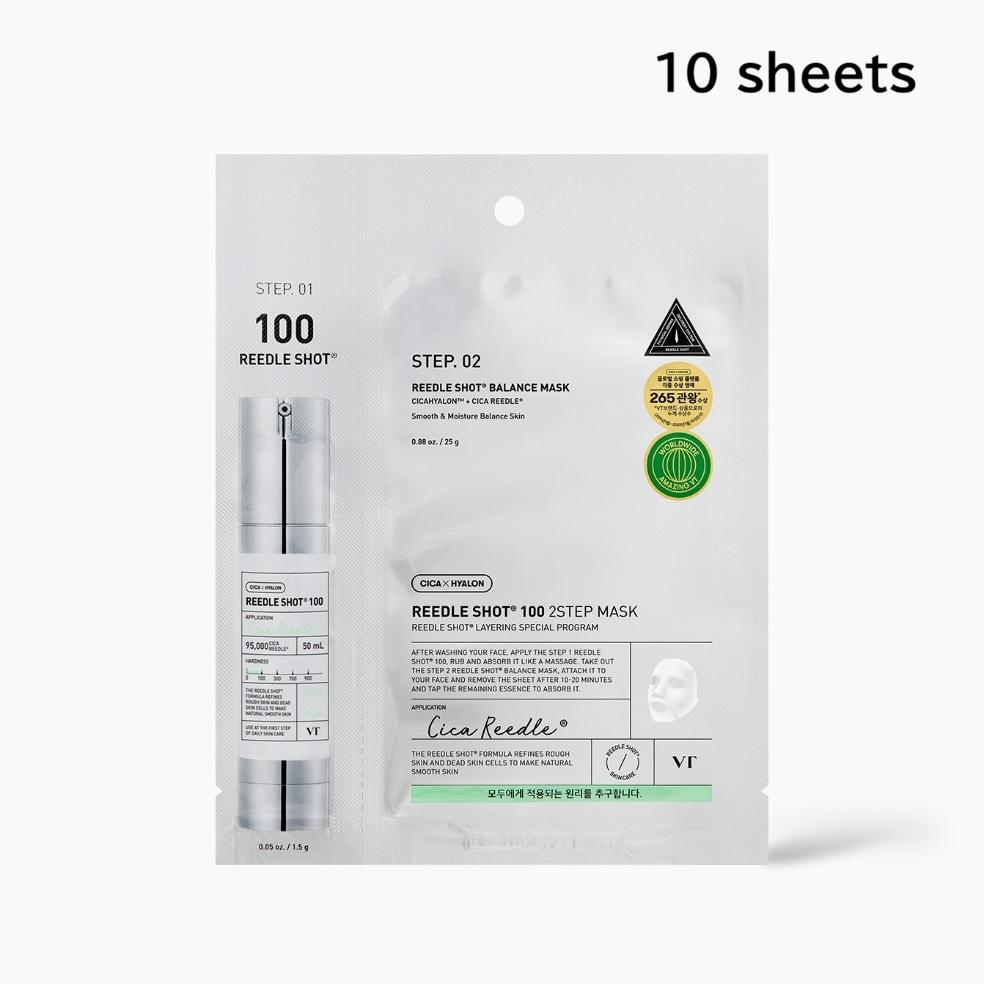 VT Cosmetics Reedle Shot 100 2-Step Mask Skin Texture & Pore Care Sheet Mask 10 Sheets