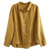 Spring Floral Embroidery Blouse Women Long Sleeve Solid Color Button Shirt Turn Down Collar