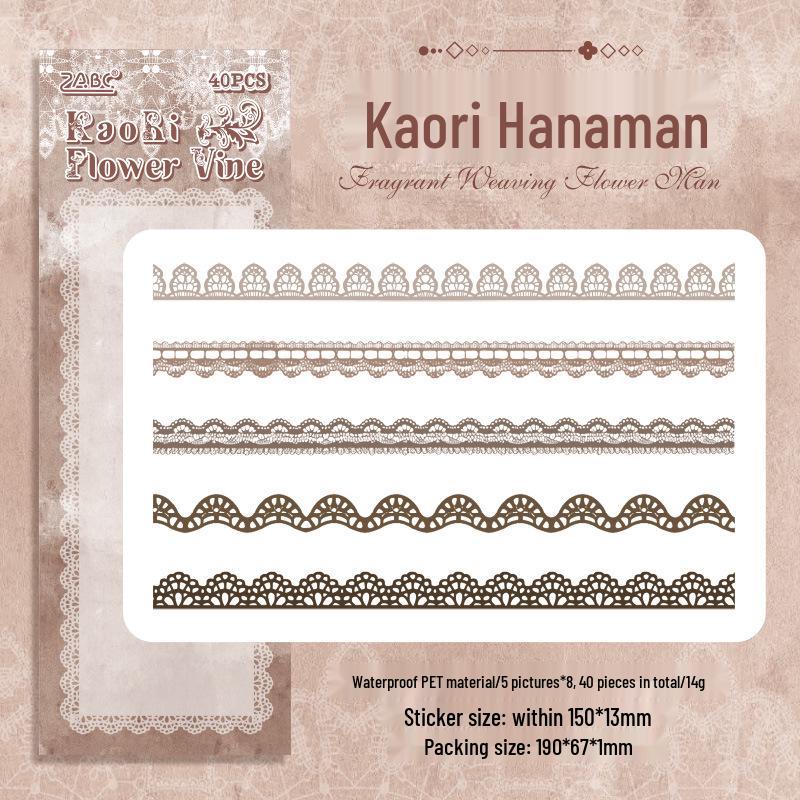 

Набор наклеек для журнала Yuezhen Floral Lace Dream Yarn PET