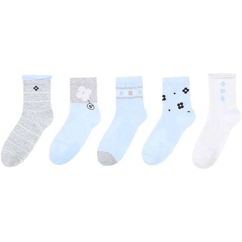 Jiusuiban Girls  Summer Breathable Cotton Mid-Calf Socks 18-20