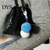 Bag Ornament Pendant Small Plush Ball Decor Keychain Soft Velvet Fluffy Tote Suitcase Key Holder with Braided Rope Backpack Colorful Charm