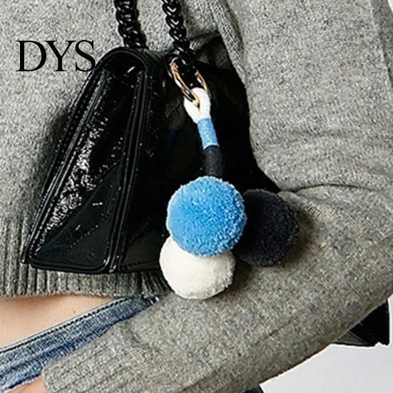 Bag Ornament Pendant Small Plush Ball Decor Keychain Soft Velvet Fluffy Tote Suitcase Key Holder with Braided Rope Backpack Colorful Charm