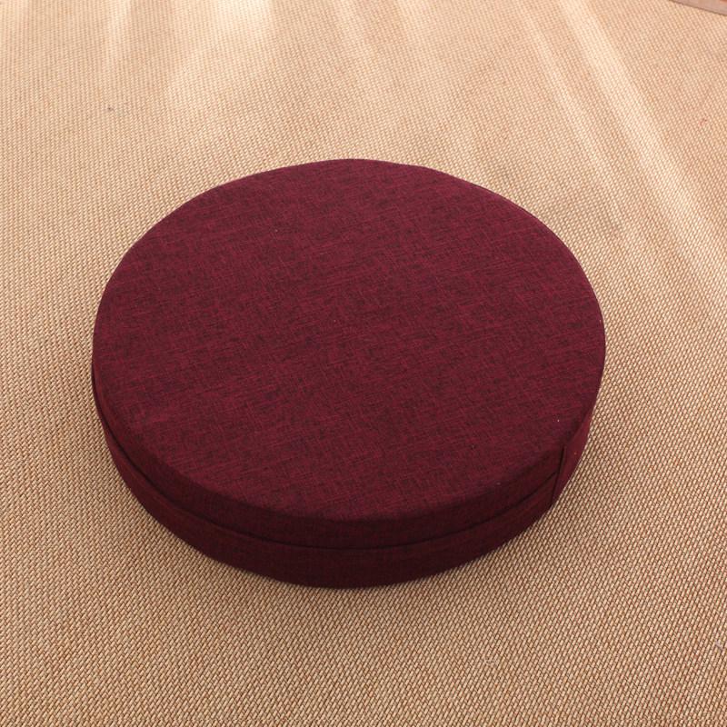 Thick Washable Japanese Zen Meditation Cushion - Round Tatami Linen Seat for Home and Balcony