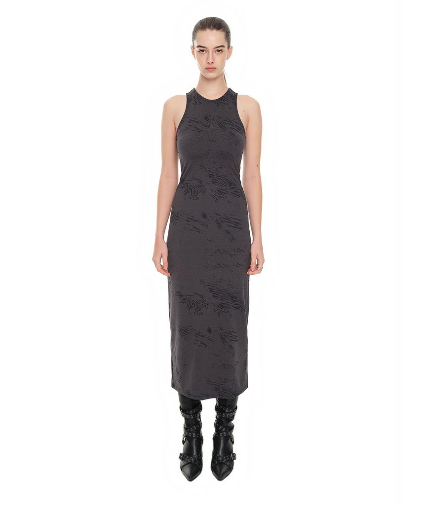 Too Much Tax Zebra Jersey Maxi Dress Charcoal