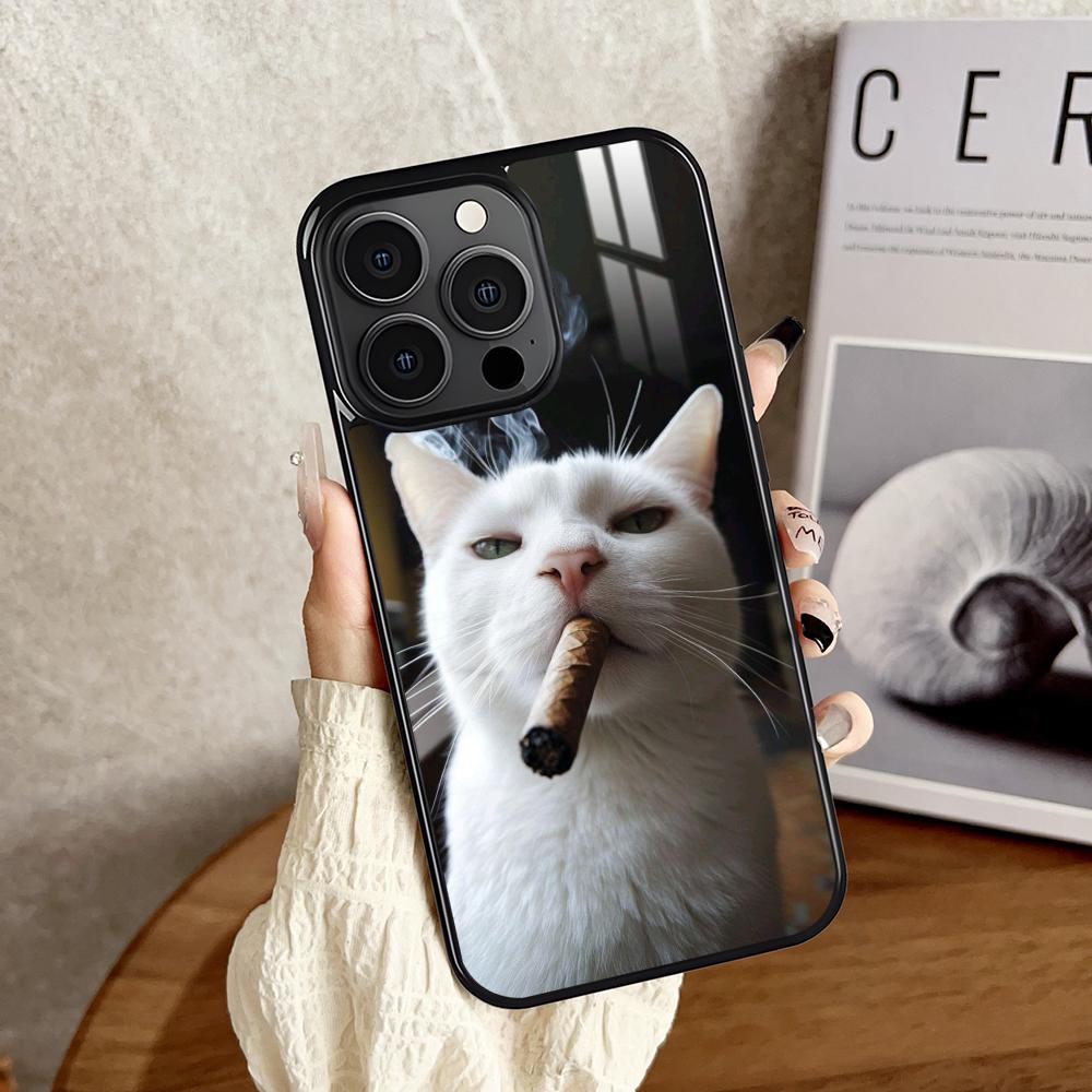 Pet Cat Funny Memes Phone Case For iPhone 16 15 14 13 12 11 Pro Xs Max Mini Plus Antislip Shockproof Hard Funda