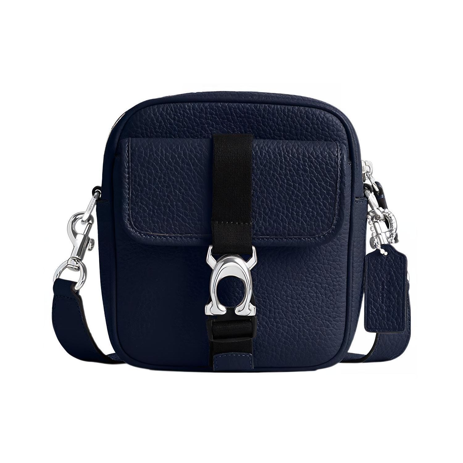 

Coach 15 Solid Color Letter Logo Zipper Closure Pebble Grain Leather Mini Crossbody Bag Men bags Navy-Blue CJ736-DEB Basic Set (Bag+Dust Bag)
