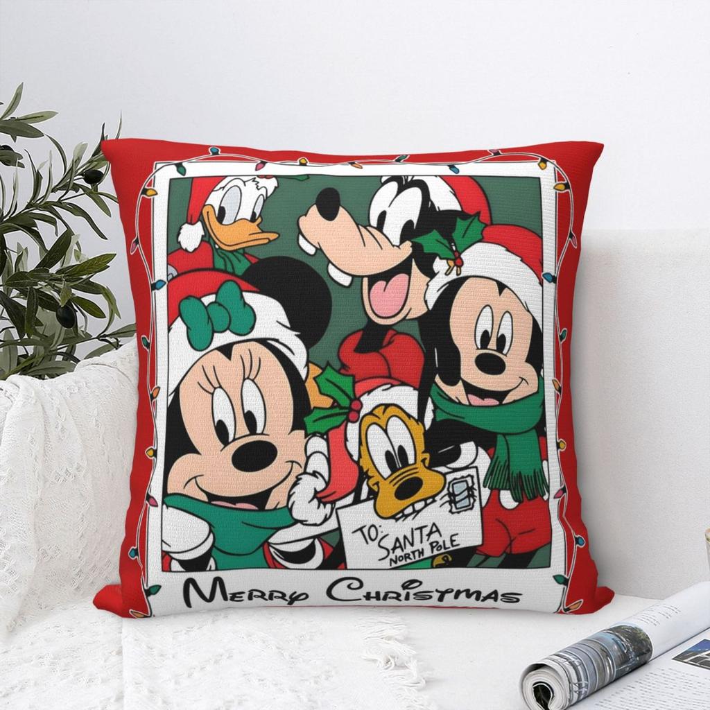 Merry Christmas Holiday Season Pillowcase Soft Polyester Cushion Cover Decorative Mickey Mouse Pillow Case Cover Car Square