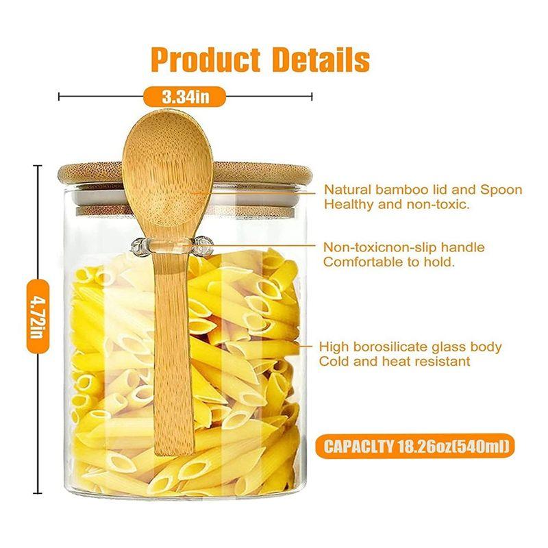 BHBL Glass Jars with Bamboo Lid & Spoons, Glass Jar with Airtight Lid, 15 Oz/450ML Glass Food Storage Containers 13Pcs