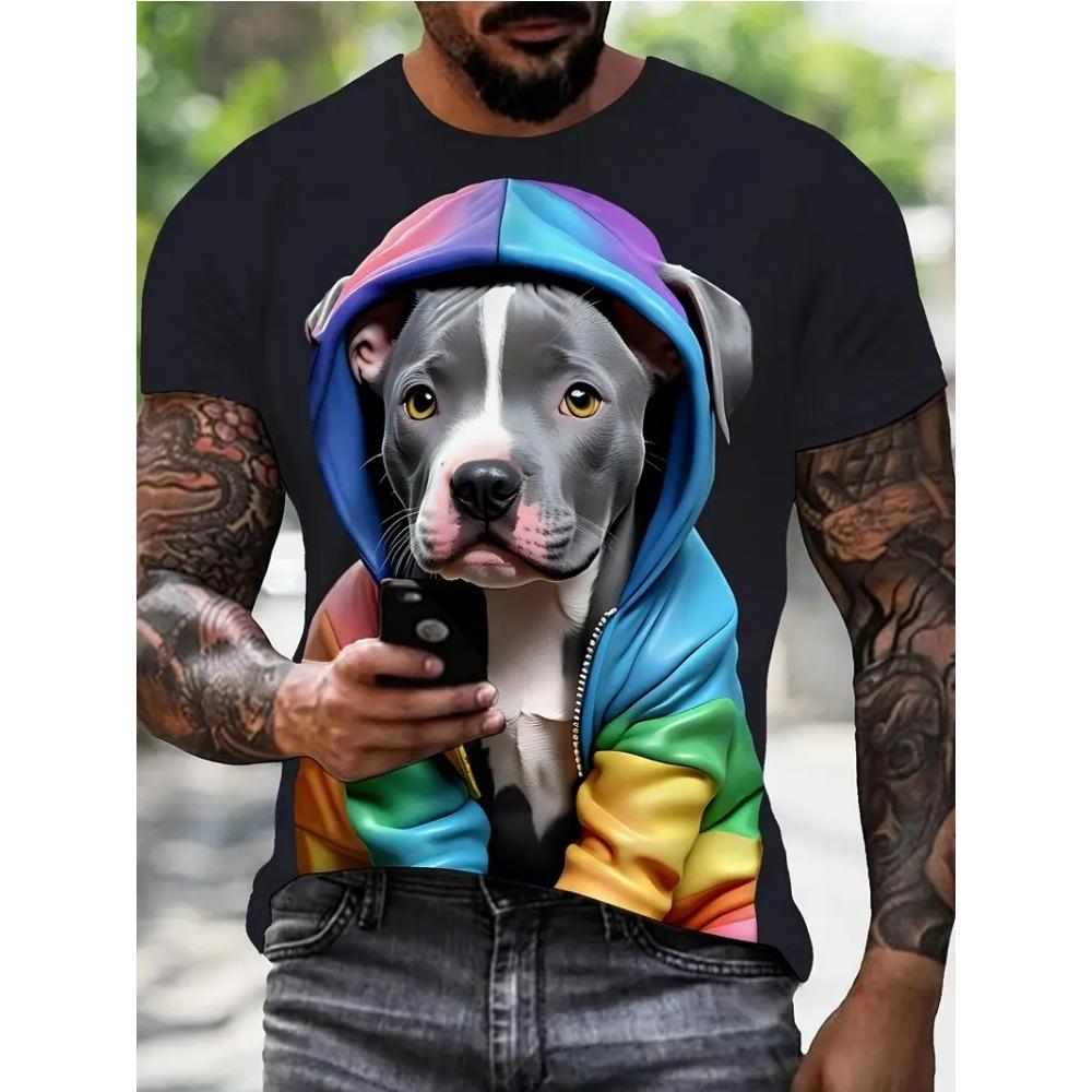 

Футболки для мужчин Смешные футболки с графикой мультяшных животных Летние уличные футболки с коротким рукавом Модные спортивные футболки с круглым вырезом Мужская одежда XS