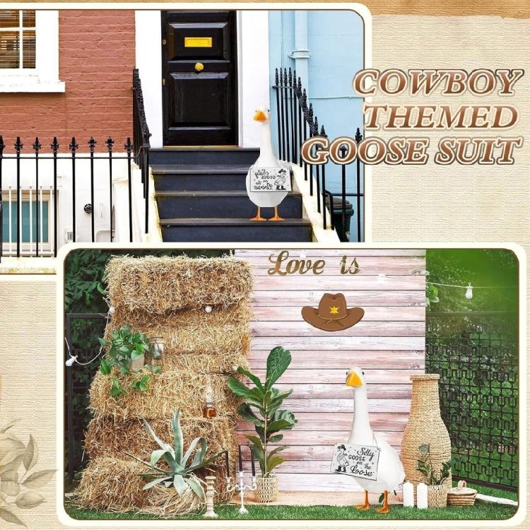 Artistic Garden Security Sign Porch Gooses Outfits Sign Decorations Suitable for Fences, Gardens, Lawns
