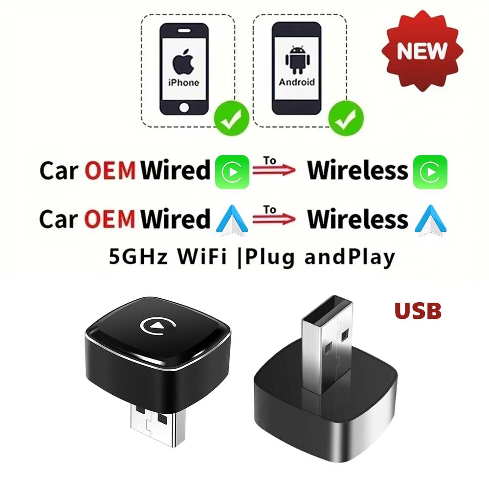 

Type-c Wireless CarPlay Adapter Android Smart Dongle for Factory Type-c Wired 2 in 1 Wireless CarPlay & Android Auto Adapter Mini Box USB