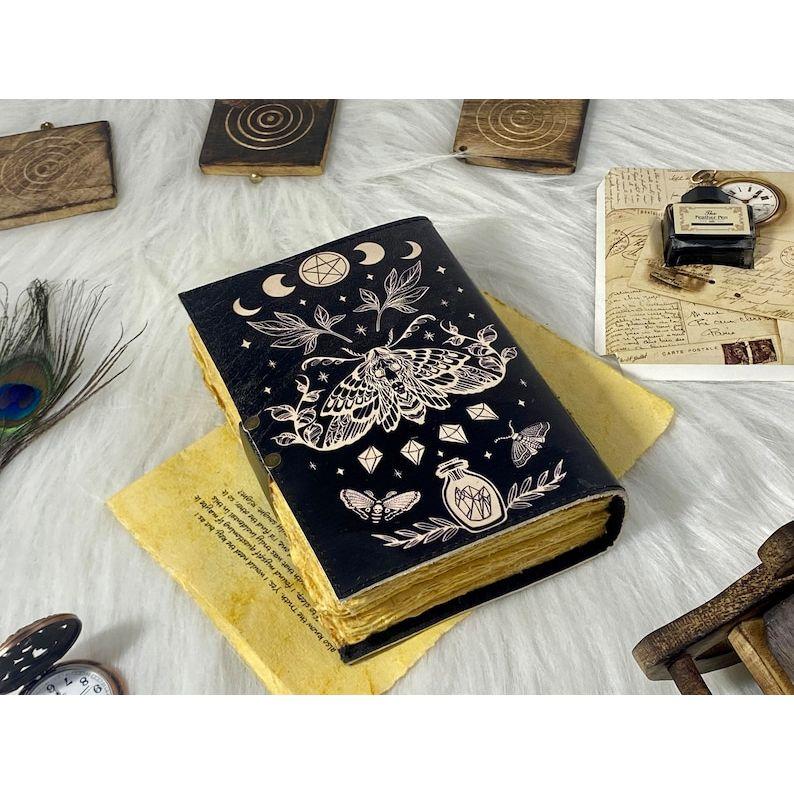Blank Spell Book of Shadows Luna Moth Journal Witchcraft Supplies Moth Decor and Morpho Butterfly Print