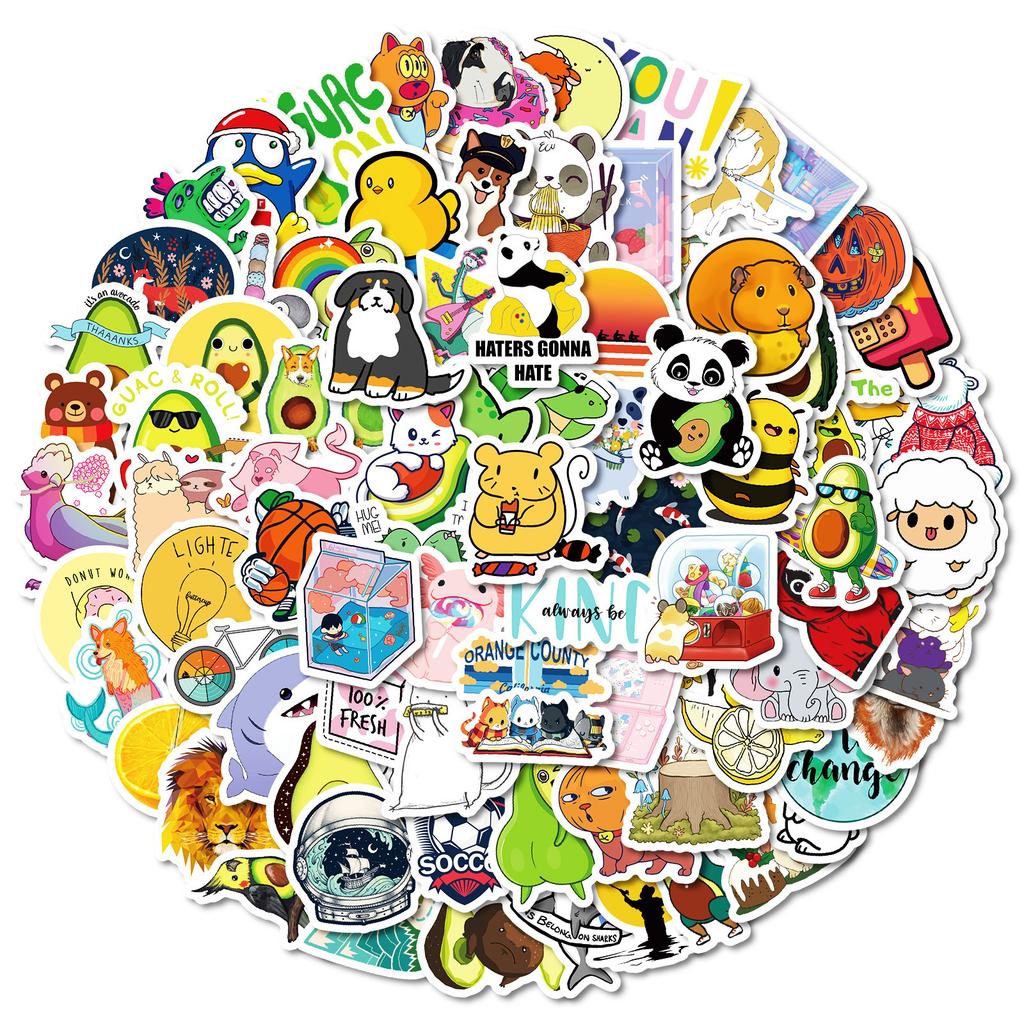 100 Small Size 4cm Creative Anthropomorphic Animal Graffiti Stickers Fencing Cat Creative Waterproof Stickers