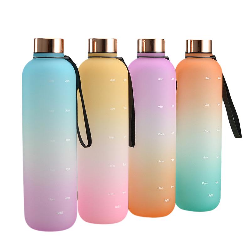 Large Gradient Frosted Sports Cup with Stainless Steel Lid