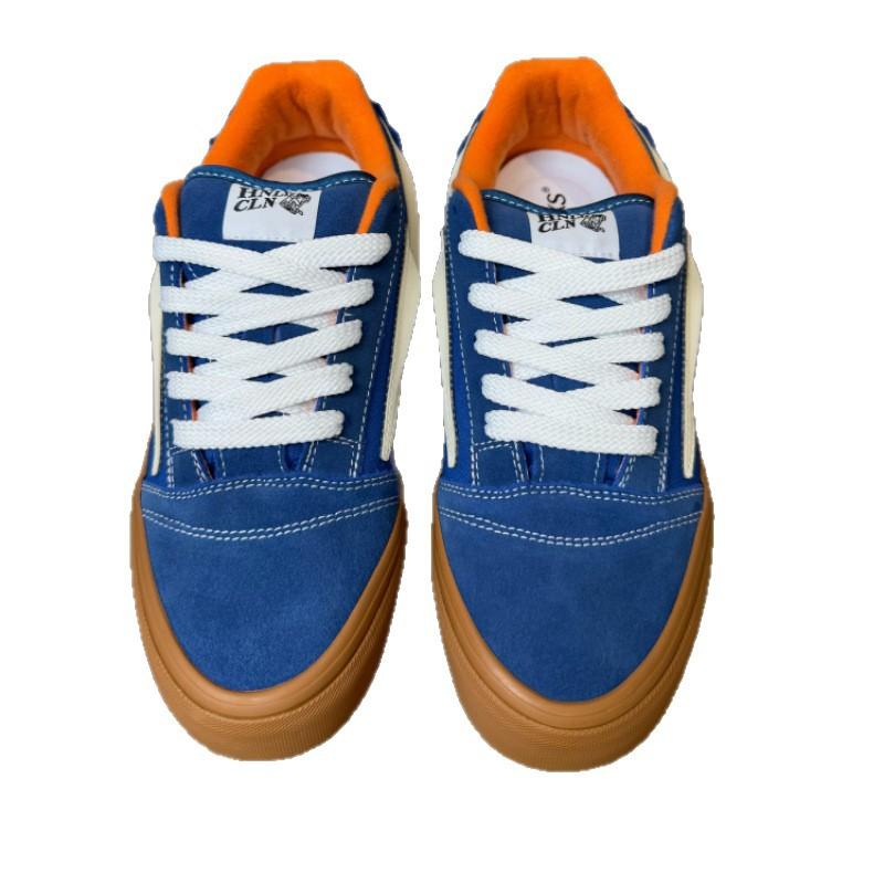 Blue and white embroidery personalized color matching American street board shoes lightning shoes fat bread shoes casual shoes cloth