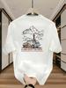 Retro Mountain Camping Printed Unisexs Tshirt With Enjoy Snow Adventure Pattern Oversized Cotton Short Sleeved Top